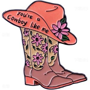 قبعة رعاة البقر الغربية الأحذية بروش دبابيس للفتيات الفتيان الزهور راعية البقر المينا دبابيس تايلور رسالة "أنت رعاة البقر مثلي" الجدة التلبيب دبوس زخارف المجوهرات الموضة in Kuwait