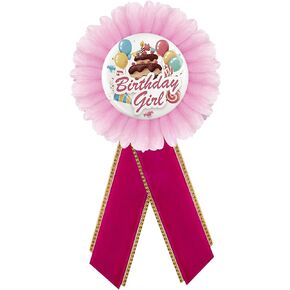 Birthday Girl Tinplate Badge Pin, Birthday Pricess Button for Girl's Birthday, Pink Rosette Birthday Girl Award Badge Pin, Baby Girl 1st Birthday Party Decorations