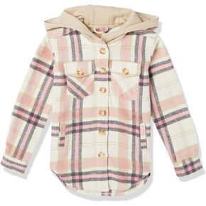 [BLANKNYC] girls Hooded Plaid ShacketJacket