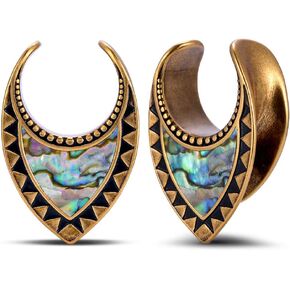 2PCS Opening Saddle Plugs Opal Ear Gauges Tunnels For Sretcher Expander Ears Elegant Floral Double Flared Piercing Earrings For Women 0g-1"