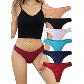 Breathable Cotton Thongs for Women No Show Bikini Underwear Soft and Comfortable Panties Pack of 6 in Kuwait