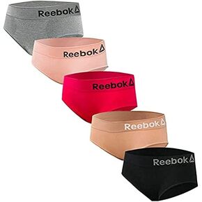 Reebok Womens Seamless Hipster Panties 5-Pack (Pink/Nude/White/Quiet Shade/Black, Large)