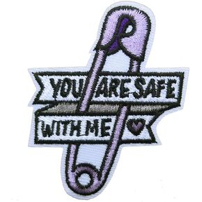 Kloriz 3 PCS You are Safe with Me Funny Meme Fibula Embroidered Iron On Patch (white)
