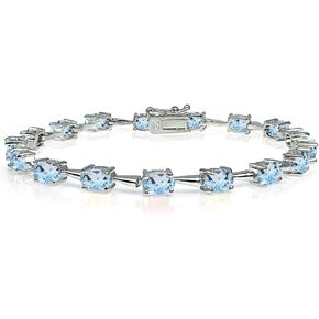 B. BRILLIANT Sterling Silver Genuine, Created or Simulated Gemstone 6x4mm Oval Classic Link Tennis Bracelet for Women