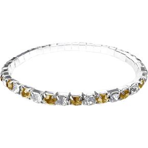 18K White Gold Plated 7in Stretch Tennis Bracelet with 4mm Round Cubic Zirconia Inserts