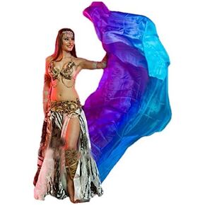 Winged Sirenny 3-Tone Flowy Luxury Bellydance Silk Scarf with Hand Rolled Edges, Lightweight Liquid Oriental Dance Veil