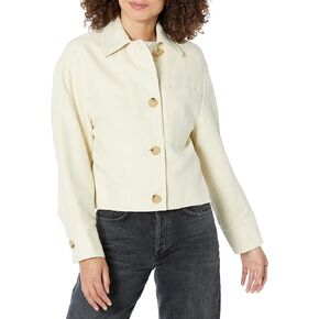 Vince Womens CROPPED TWILL JKT,LEMON STONE,MEDIUM