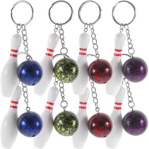 NUOBESTY 8pcs Bowling Pin Keychains Sports Keychains Handbag Charms Purse Bag Charms Sports Party Favors Gifts Red Green Blue Purple