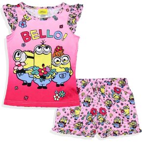 INTIMO Despicable Me Girls' Flower Bello! Minions Sleep Pajama Sleep Set Shorts