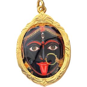 تميمة هندوسية مصنوعة يدويًا من تايلاند، قلادة مطلية بالذهب MHA KALI DEVI U-MA تحمي تدمير الأذى الشرير، الارتفاع 4 × العرض 3 سم.