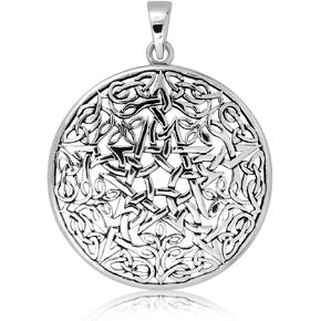 WithLoveSilver Sterling Silver 925 Celtic Pentacle Trinity Knot Triquetra Pendant