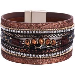 Long tiantian Pulseras para Mujer Leather Wrap Bracelets for Women Trendy Turquoise Jewelry for Women Stackable Bangle Cuff Bracelets for Women Valentine's Day Gifts for Women