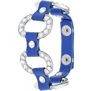 Limited Edition Homemade Oval Encrusted Placed Station Stones Leather Wrap Bracelet For Mother's Day, 5 Colors Available