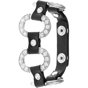 Limited Edition Homemade Oval Encrusted Placed Station Stones Leather Wrap Bracelet For Mother's Day, 5 Colors Available