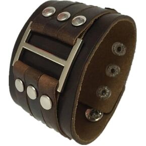 كل من الرجال والنساء نمط بارد واسع مشبك كبير برشام جلد طبيعي الكفة معصمه سوار الإسورة in Kuwait