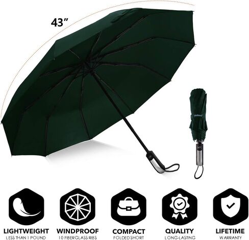 Vedouci Folding Umbrella 10 Ribs Compact Travel Umbrella with Teflon Coating, Automatic Umbrellas UPF50+ Anti UV Folding Umbrellas in Saudi Arabia