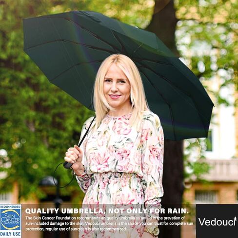 Vedouci Folding Umbrella 10 Ribs Compact Travel Umbrella with Teflon Coating, Automatic Umbrellas UPF50+ Anti UV Folding Umbrellas in Saudi Arabia