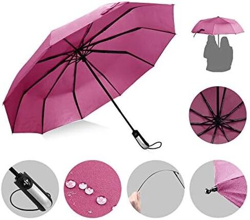 Vedouci Folding Umbrella 10 Ribs Compact Travel Umbrella with Teflon Coating, Automatic Umbrellas UPF50+ Anti UV Folding Umbrellas in Saudi Arabia
