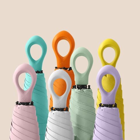 Mini Sun Travel Umbrella Ring handle Coating Layer Fabric Compact Folding Purse Umbrella/Lightweight Small Portable Backpack/Rain Sun/Blocking/Anti UPF 50 UV Protection 99.9% Men Women Kid Umbrella in Saudi Arabia