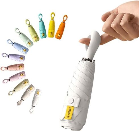 Mini Sun Travel Umbrella Ring handle Coating Layer Fabric Compact Folding Purse Umbrella/Lightweight Small Portable Backpack/Rain Sun/Blocking/Anti UPF 50 UV Protection 99.9% Men Women Kid Umbrella in Saudi Arabia