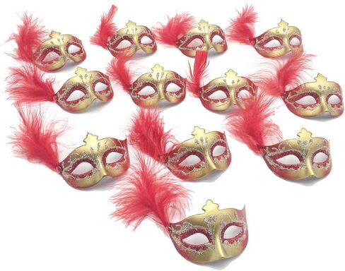 12PCS Mini Masks Party Decoration for Halloween Mardi Gras Birthday Party Cupcake Topper Novelty Gifts in Saudi Arabia