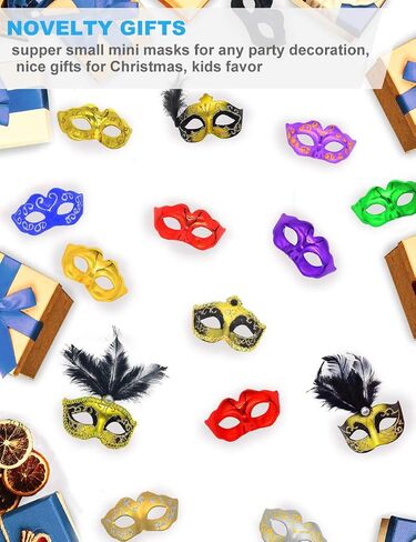 12PCS Mini Masks Party Decoration for Halloween Mardi Gras Birthday Party Cupcake Topper Novelty Gifts in Saudi Arabia
