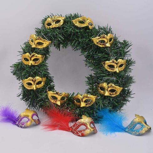 12PCS Mini Masks Party Decoration for Halloween Mardi Gras Birthday Party Cupcake Topper Novelty Gifts in Saudi Arabia