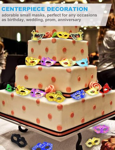 12PCS Mini Masks Party Decoration for Halloween Mardi Gras Birthday Party Cupcake Topper Novelty Gifts in Saudi Arabia