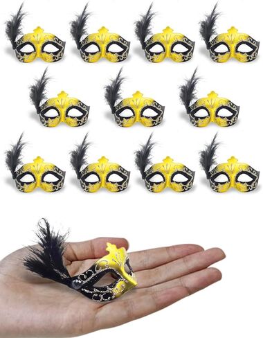 12PCS Mini Masks Party Decoration for Halloween Mardi Gras Birthday Party Cupcake Topper Novelty Gifts in Saudi Arabia
