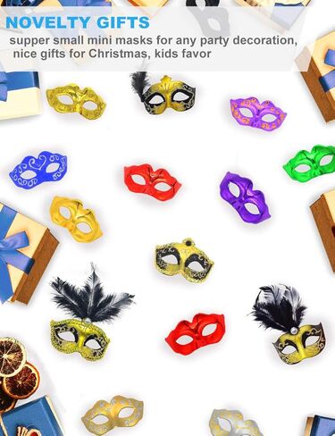 12PCS Mini Masks Party Decoration for Halloween Mardi Gras Birthday Party Cupcake Topper Novelty Gifts in Saudi Arabia