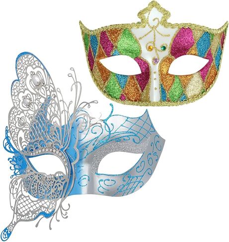 أقنعة الزوجين فراشة البندقية الغامضة فراشة لامعة سيدة حفلة تنكرية قناع هالوين ماردي غرا قناع الحزب in Kuwait