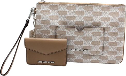 Michael Kors Jet Set Item Large 2 In 1 Card Case and Wristlet Clutch MK Signature (Camel) in Saudi Arabia