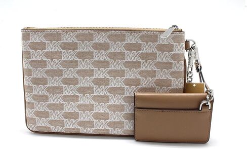 Michael Kors Jet Set Item Large 2 In 1 Card Case and Wristlet Clutch MK Signature (Camel) in Saudi Arabia
