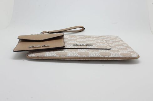 Michael Kors Jet Set Item Large 2 In 1 Card Case and Wristlet Clutch MK Signature (Camel) in Saudi Arabia
