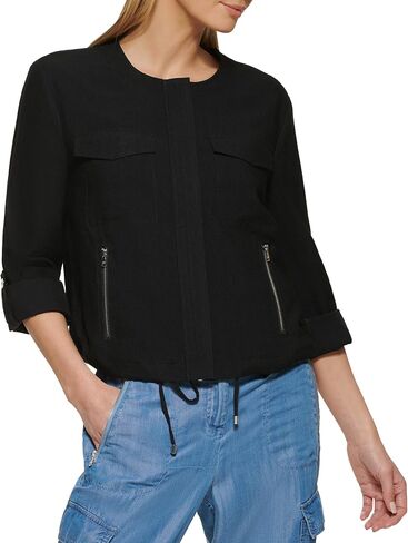 DKNY Women's Drawstring Zip-up Lightweight Jacket in Saudi Arabia
