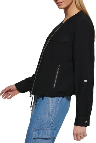 DKNY Women's Drawstring Zip-up Lightweight Jacket in Saudi Arabia