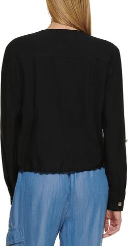 DKNY Women's Drawstring Zip-up Lightweight Jacket in Saudi Arabia