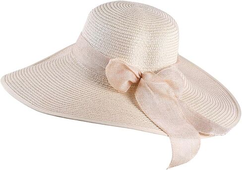 قبعة شمسية للسيدات من ويذموونز، قبعة شاطئ مرنة بحافة واسعة، قبعة شريطية قابلة للتعبئة QZ90052 in Kuwait