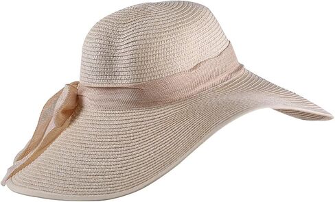 قبعة شمسية للسيدات من ويذموونز، قبعة شاطئ مرنة بحافة واسعة، قبعة شريطية قابلة للتعبئة QZ90052 in Kuwait