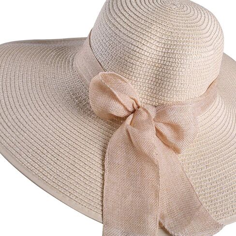 قبعة شمسية للسيدات من ويذموونز، قبعة شاطئ مرنة بحافة واسعة، قبعة شريطية قابلة للتعبئة QZ90052 in Kuwait