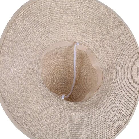 قبعة شمسية للسيدات من ويذموونز، قبعة شاطئ مرنة بحافة واسعة، قبعة شريطية قابلة للتعبئة QZ90052 in Kuwait