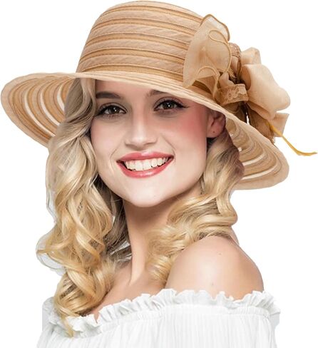 Women Organza Church Hat Wedding Hat - Derby Fascinator Hat Tea Party Church Bridal Flower Hat in Saudi Arabia