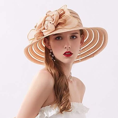 Women Organza Church Hat Wedding Hat - Derby Fascinator Hat Tea Party Church Bridal Flower Hat in Saudi Arabia