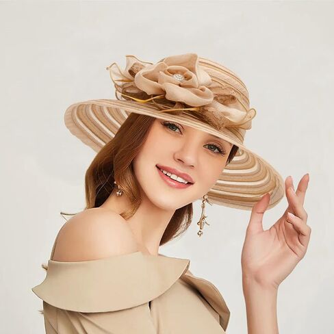Women Organza Church Hat Wedding Hat - Derby Fascinator Hat Tea Party Church Bridal Flower Hat in Saudi Arabia
