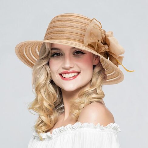Women Organza Church Hat Wedding Hat - Derby Fascinator Hat Tea Party Church Bridal Flower Hat in Saudi Arabia