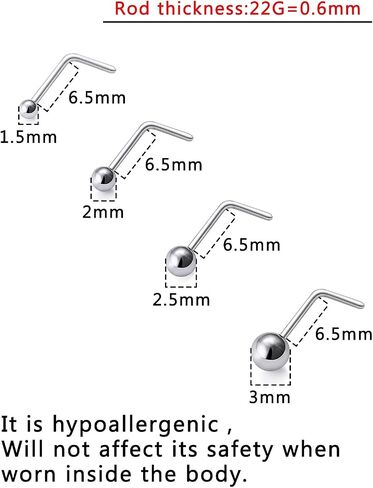 18G 20G 22G Titanium Nose Rings Studs for Women Men Nose Piercing Jewelry Top Ball 1.5mm 2mm 2.5mm 3mm in Saudi Arabia