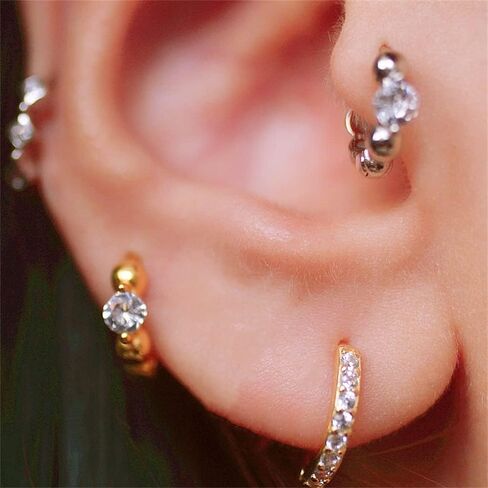 20G CZ Beaded Small Hoop Earrings for Women Girls 925 Sterling Silver Cubic Zirconia Tiny Ball Bead Huggie Sleeper Hoops Cartilage Edge Piercing Earring Dainty Cute Jewelry Gifts for Petite Ear in Saudi Arabia