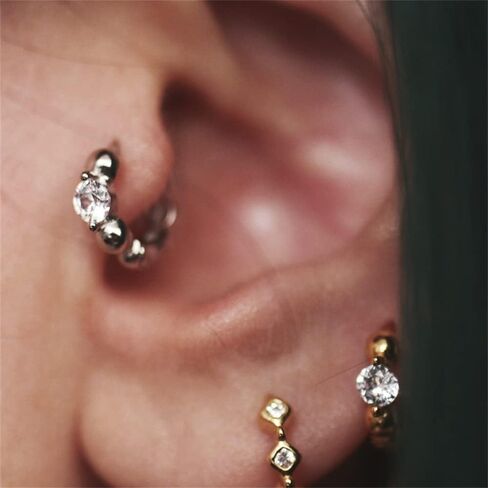 20G CZ Beaded Small Hoop Earrings for Women Girls 925 Sterling Silver Cubic Zirconia Tiny Ball Bead Huggie Sleeper Hoops Cartilage Edge Piercing Earring Dainty Cute Jewelry Gifts for Petite Ear in Saudi Arabia