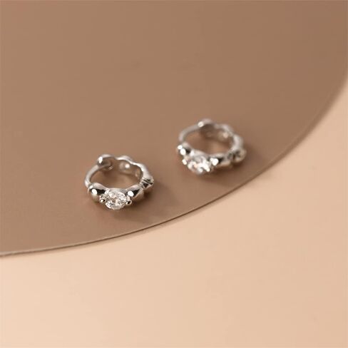 20G CZ Beaded Small Hoop Earrings for Women Girls 925 Sterling Silver Cubic Zirconia Tiny Ball Bead Huggie Sleeper Hoops Cartilage Edge Piercing Earring Dainty Cute Jewelry Gifts for Petite Ear in Saudi Arabia