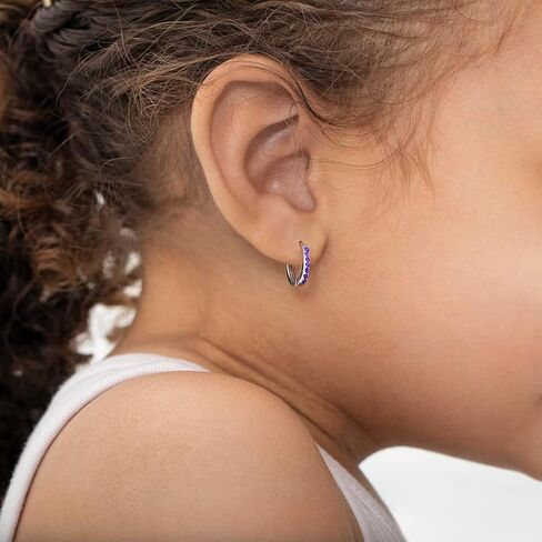 925 Sterling Silver Cubic Zirconia Small Hoop Huggie Earrings For Little Girls Dazzling Sterling Silver Huggie Hoop Earrings in Saudi Arabia